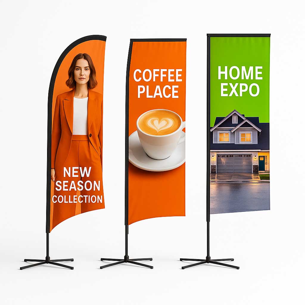 Flag Poles UAE | Rectangular & Teardrop Advertising Flags